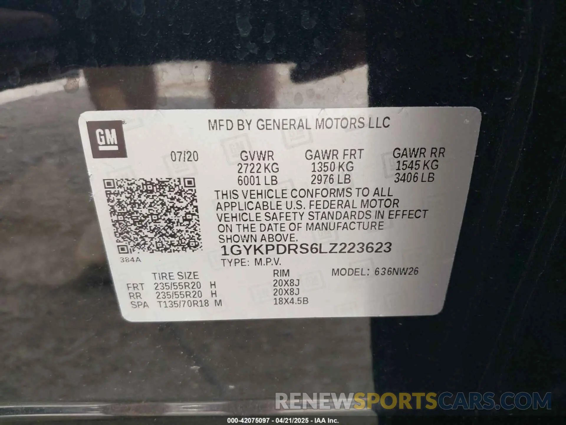 9 Photograph of a damaged car 1GYKPDRS6LZ223623 CADILLAC XT6 2020