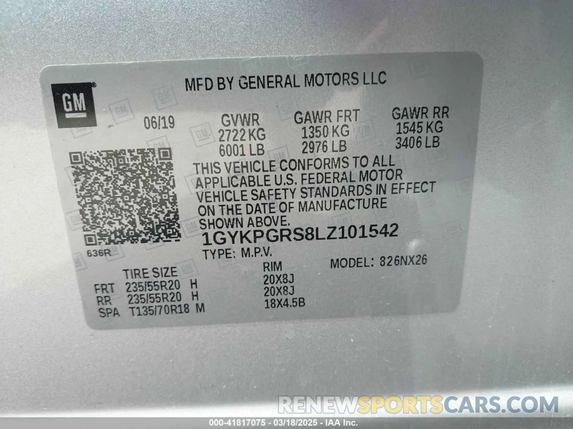 9 Photograph of a damaged car 1GYKPGRS8LZ101542 CADILLAC XT6 2020