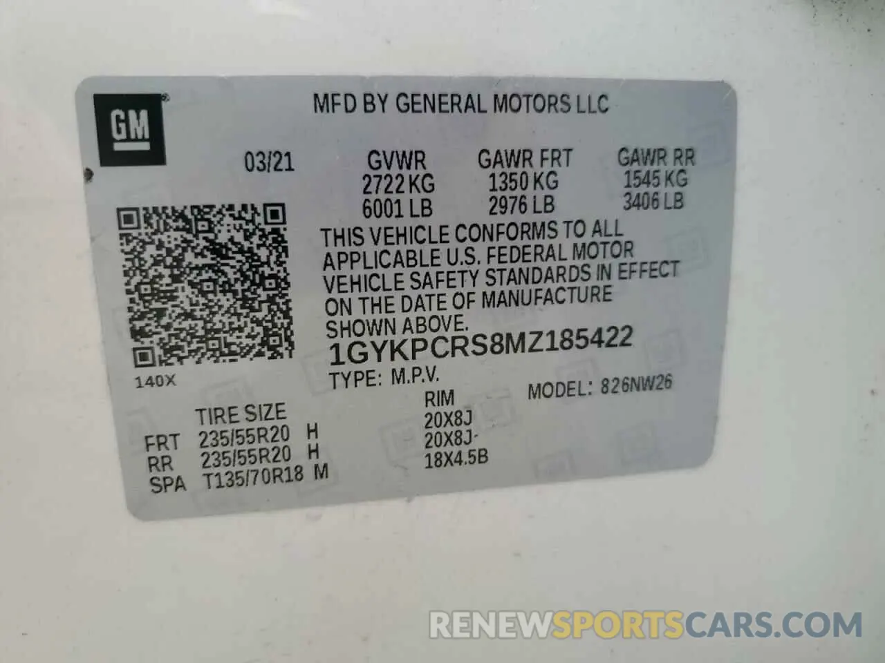 13 Photograph of a damaged car 1GYKPCRS8MZ185422 CADILLAC XT6 2021