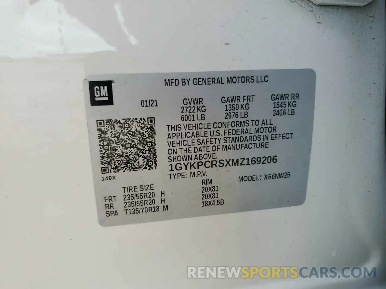 13 Фотография поврежденного автомобиля 1GYKPCRSXMZ169206 CADILLAC XT6 2021
