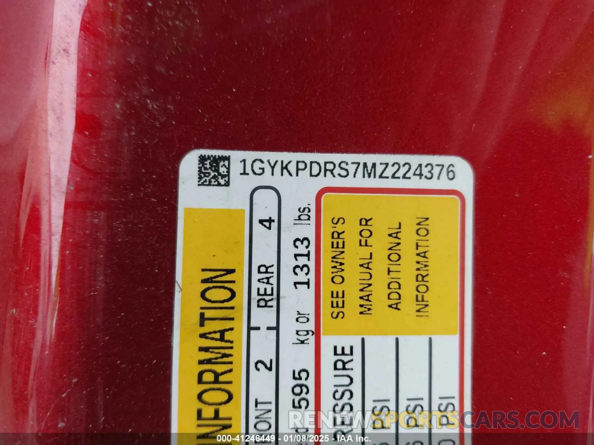 9 Фотография поврежденного автомобиля 1GYKPDRS7MZ224376 CADILLAC XT6 2021