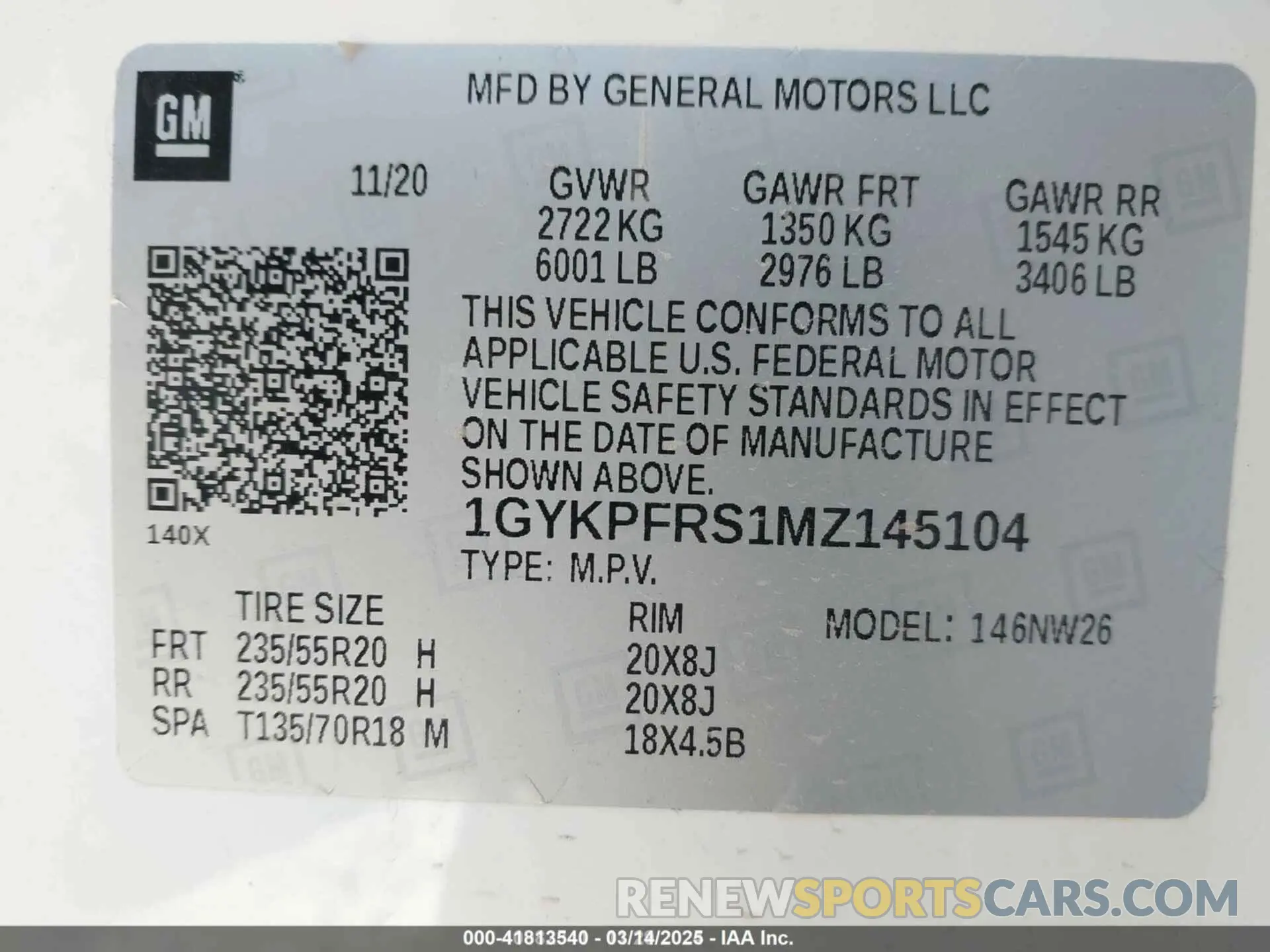 9 Фотография поврежденного автомобиля 1GYKPFRS1MZ145104 CADILLAC XT6 2021