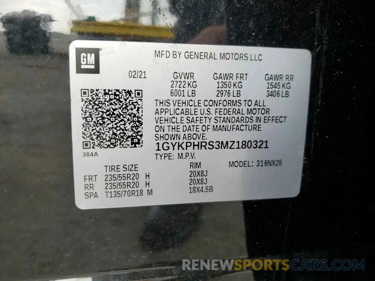 14 Photograph of a damaged car 1GYKPHRS3MZ180321 CADILLAC XT6 2021