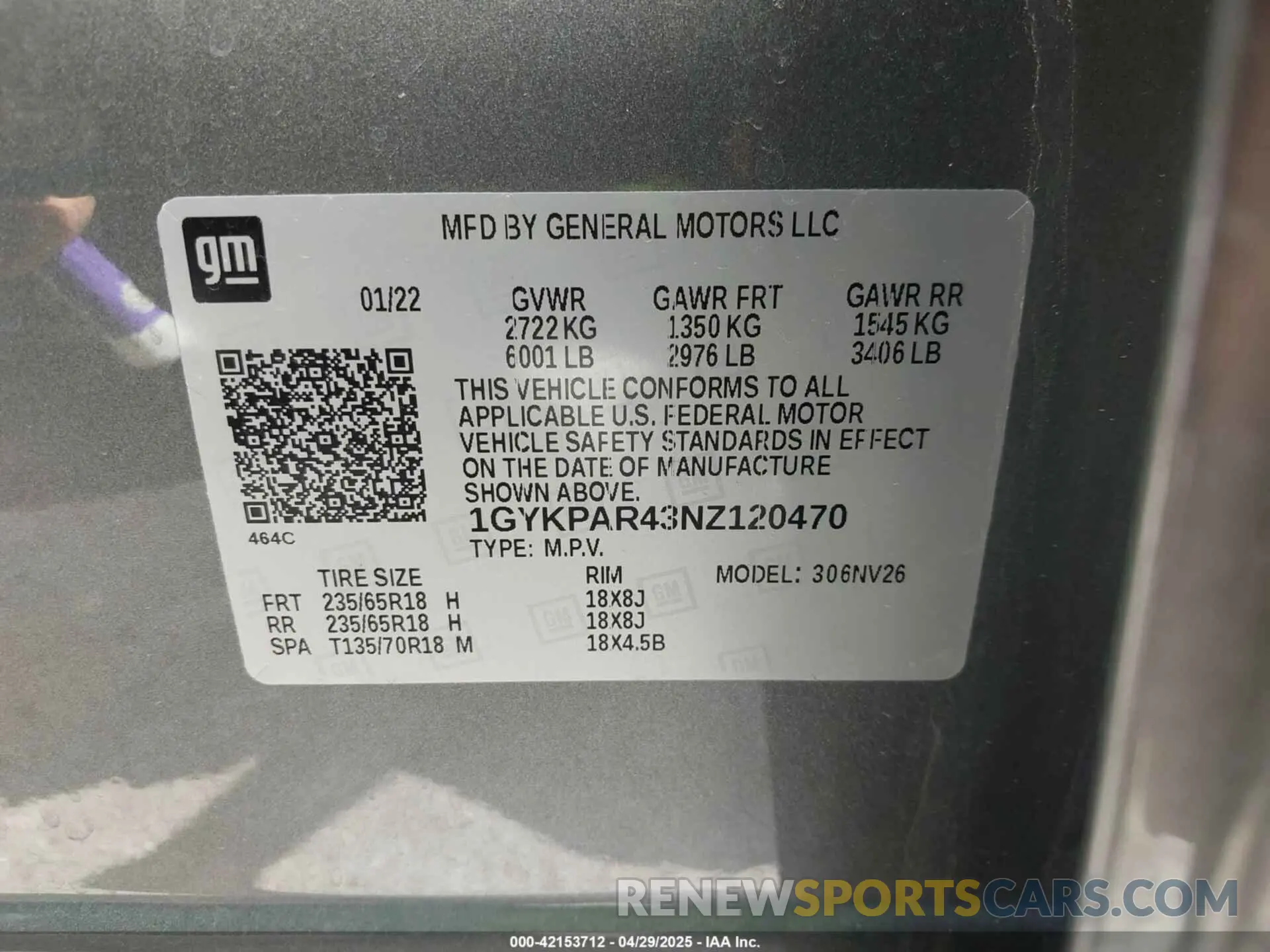 9 Фотография поврежденного автомобиля 1GYKPAR43NZ120470 CADILLAC XT6 2022