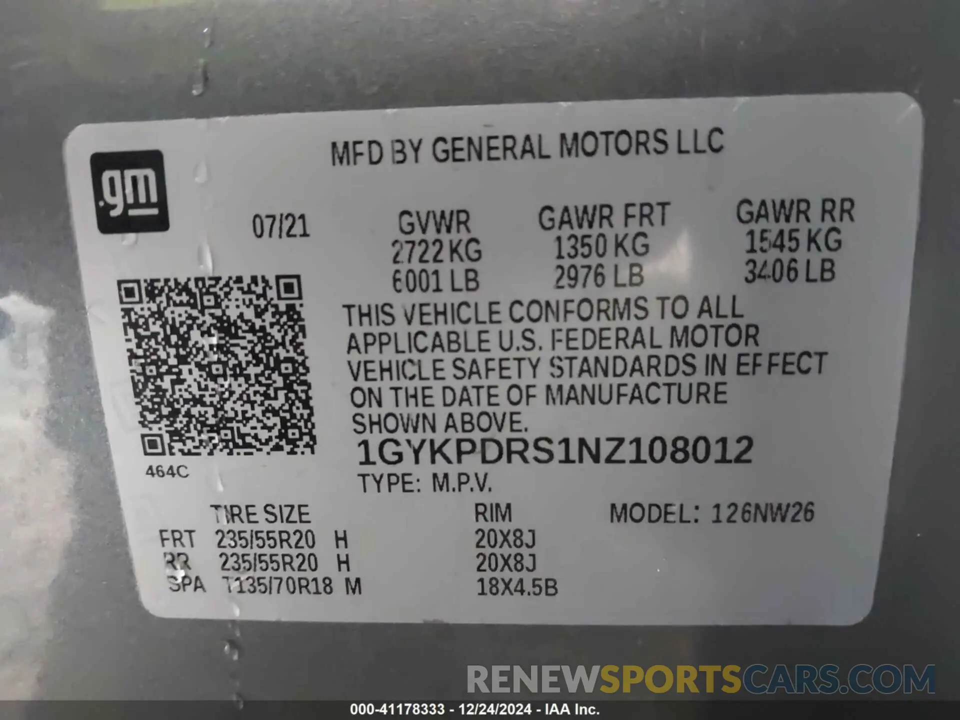 9 Фотография поврежденного автомобиля 1GYKPDRS1NZ108012 CADILLAC XT6 2022