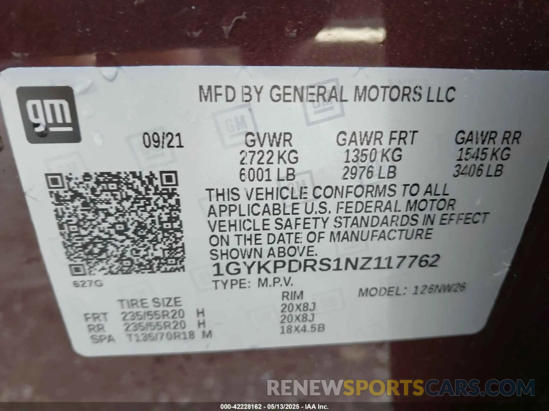9 Photograph of a damaged car 1GYKPDRS1NZ117762 CADILLAC XT6 2022