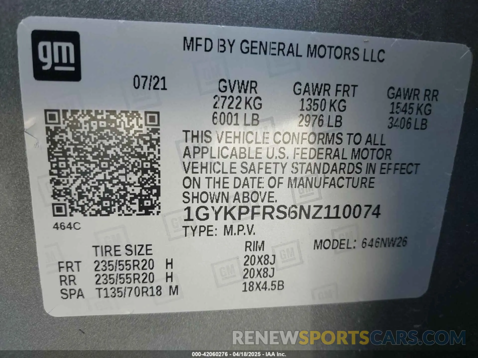 9 Фотография поврежденного автомобиля 1GYKPFRS6NZ110074 CADILLAC XT6 2022