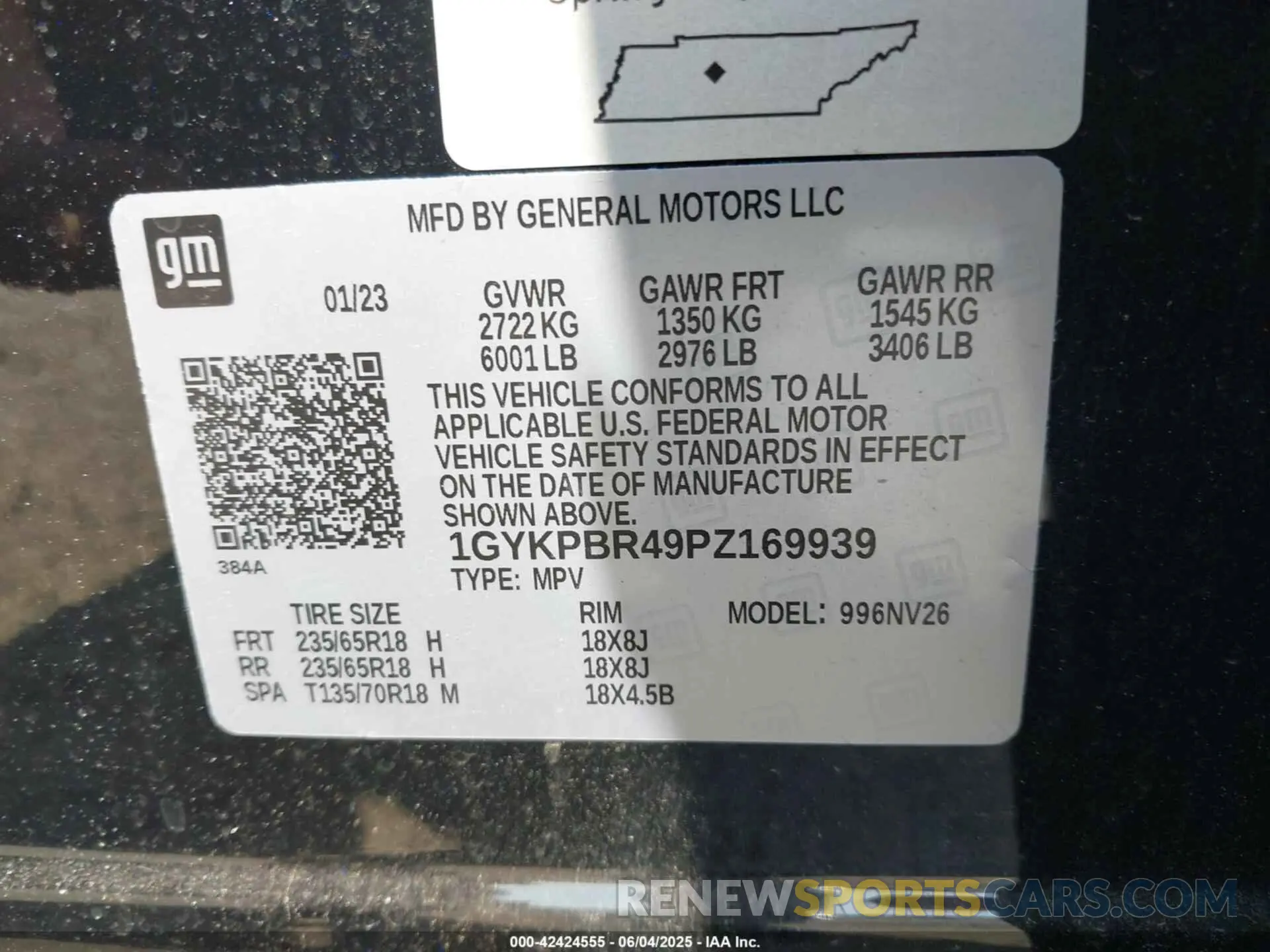 9 Photograph of a damaged car 1GYKPBR49PZ169939 CADILLAC XT6 2023