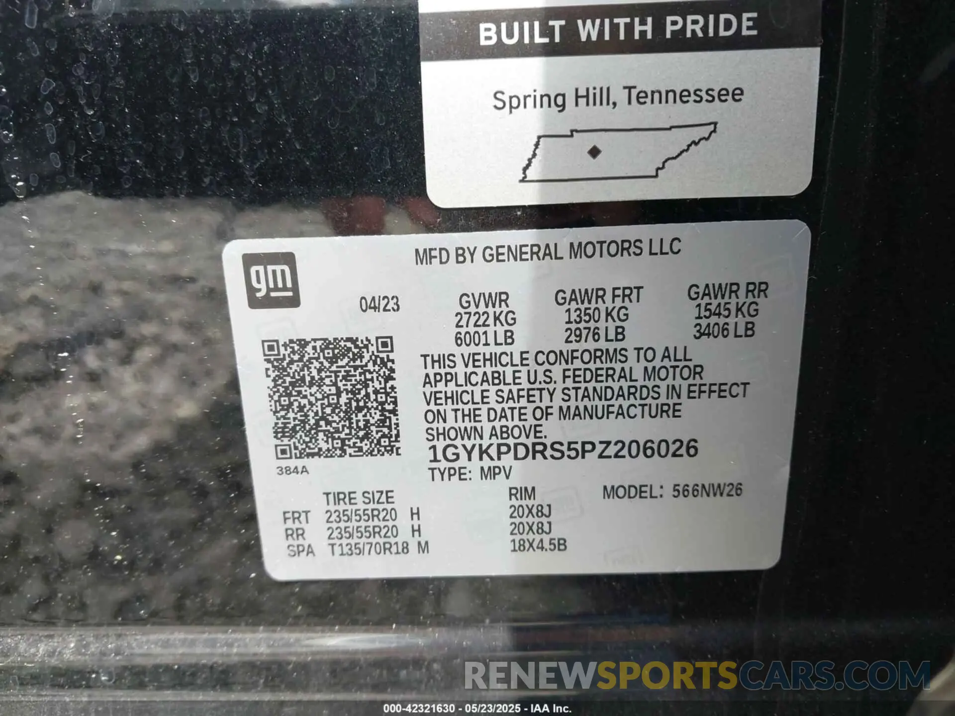 9 Фотография поврежденного автомобиля 1GYKPDRS5PZ206026 CADILLAC XT6 2023