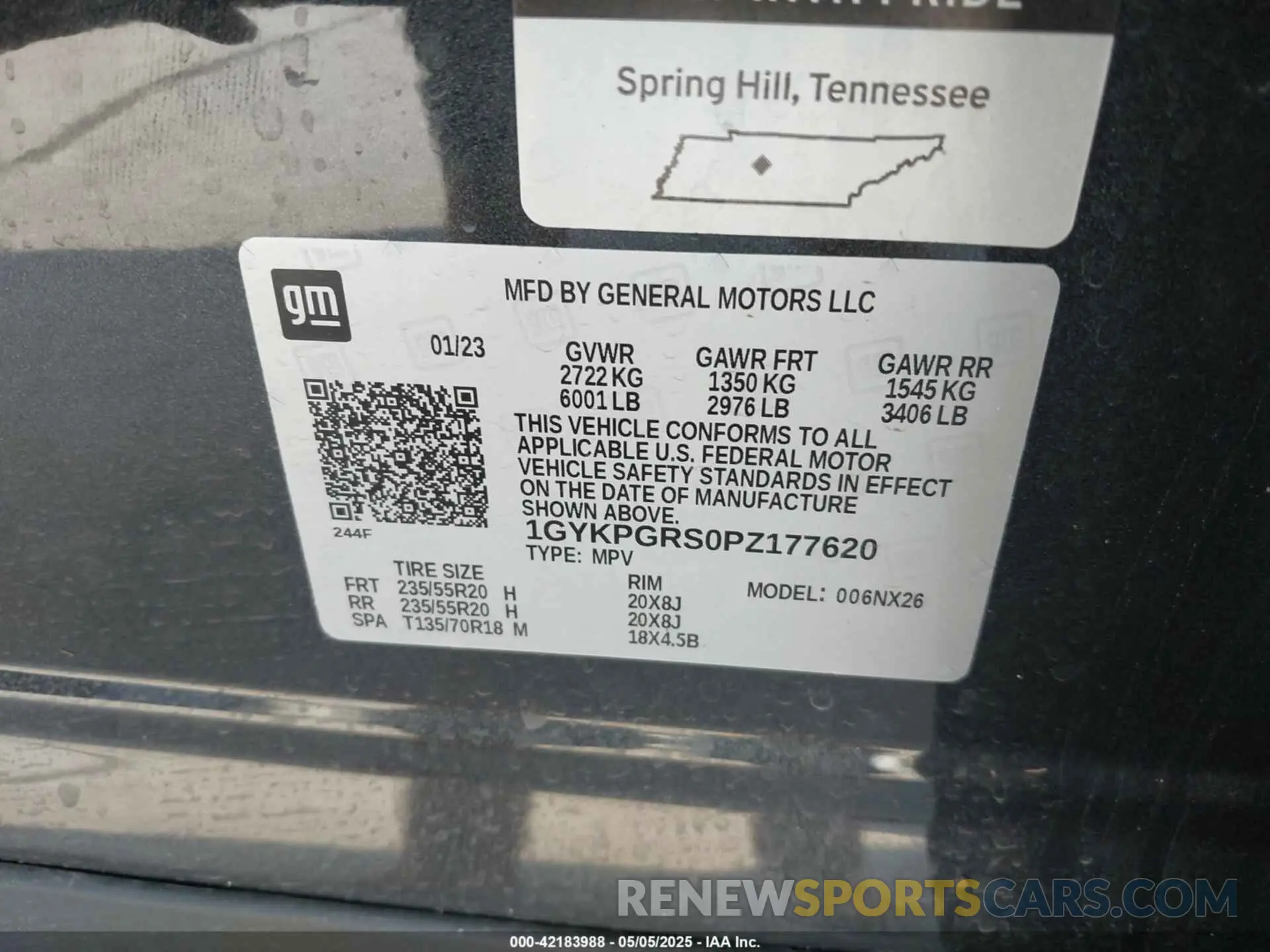9 Photograph of a damaged car 1GYKPGRS0PZ177620 CADILLAC XT6 2023
