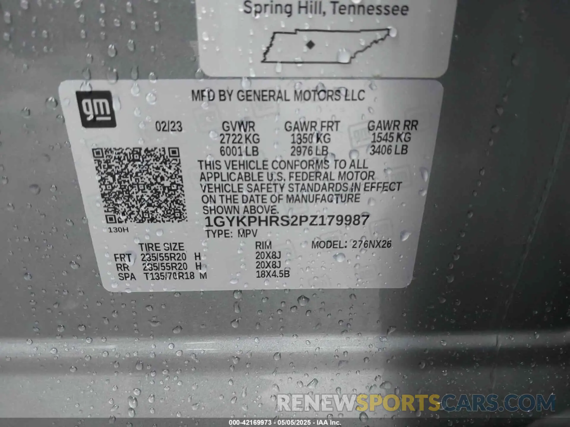 9 Фотография поврежденного автомобиля 1GYKPHRS2PZ179987 CADILLAC XT6 2023