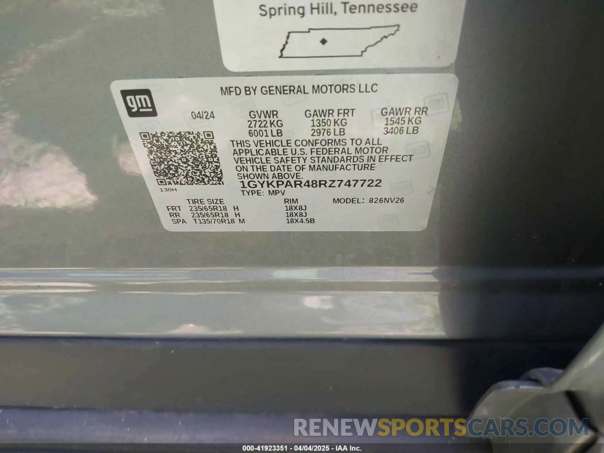 9 Photograph of a damaged car 1GYKPAR48RZ747722 CADILLAC XT6 2024