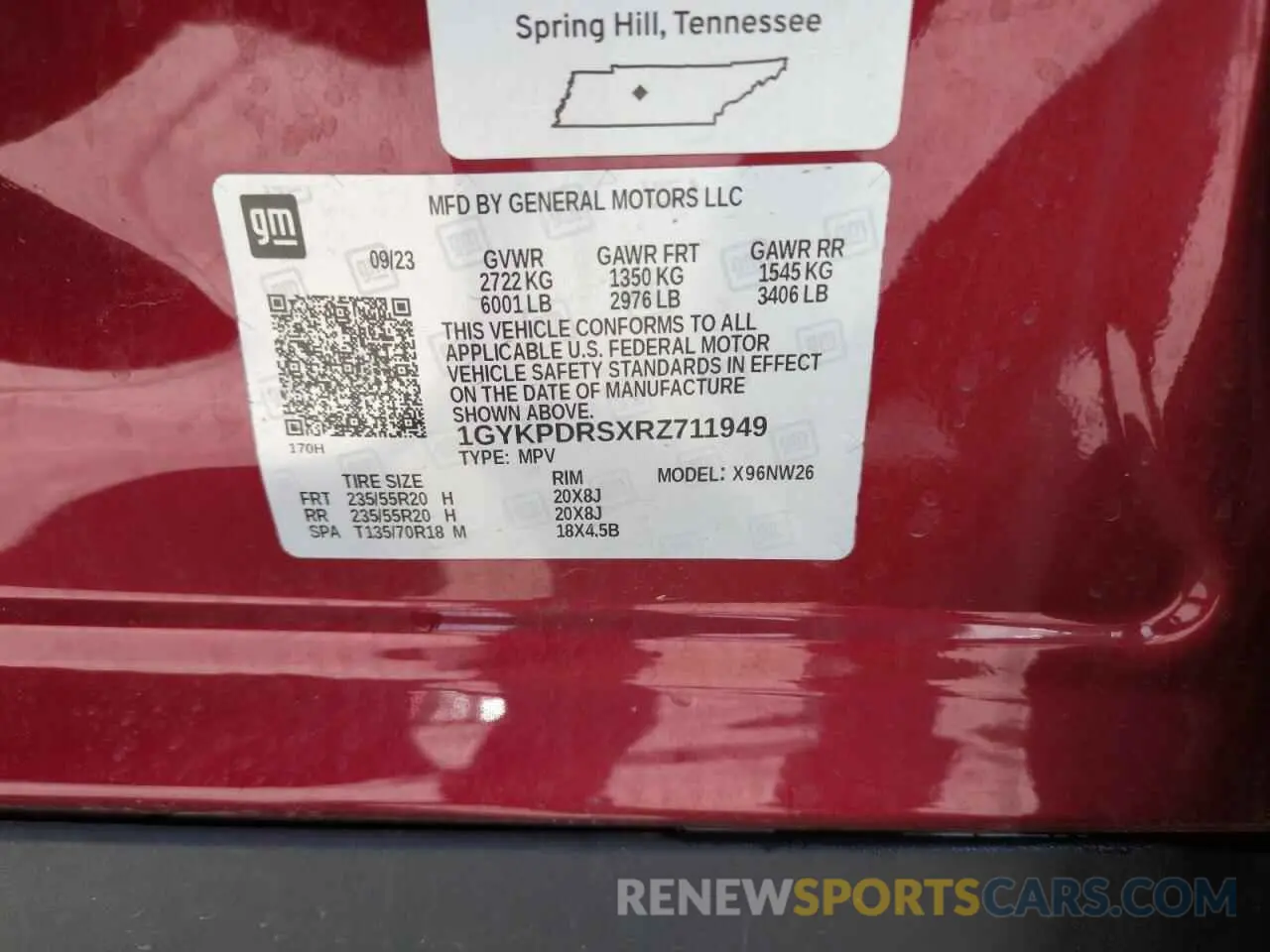 13 Photograph of a damaged car 1GYKPDRSXRZ711949 CADILLAC XT6 2024