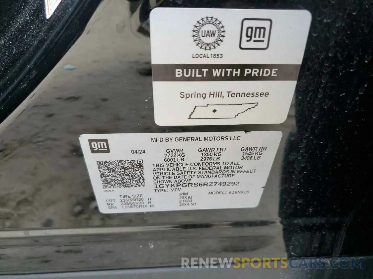 16 Photograph of a damaged car 1GYKPGRS6RZ749292 CADILLAC XT6 2024