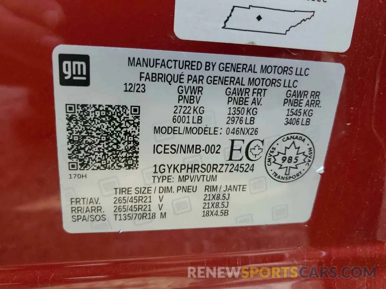 13 Фотография поврежденного автомобиля 1GYKPHRS0RZ724524 CADILLAC XT6 2024
