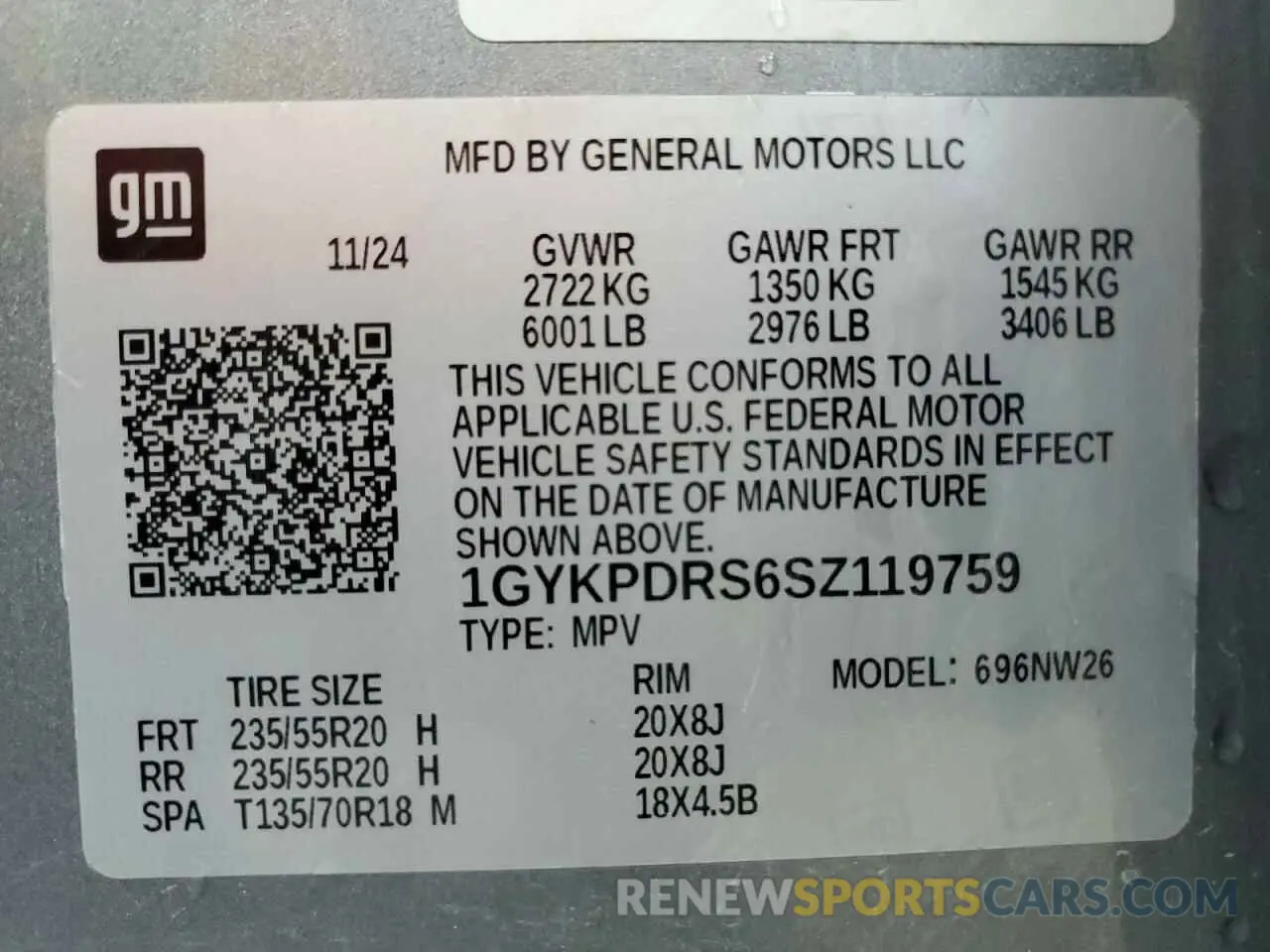 14 Photograph of a damaged car 1GYKPDRS6SZ119759 CADILLAC XT6 2025