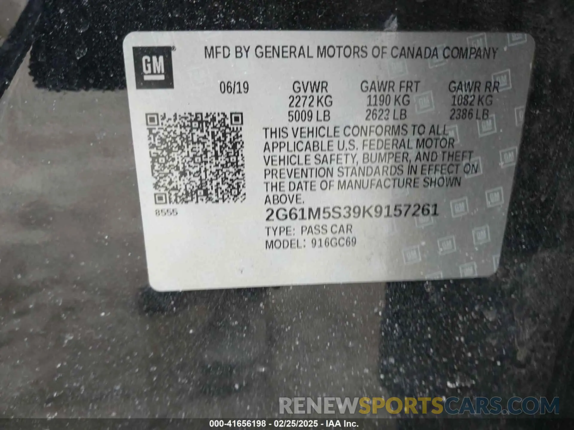 9 Фотография поврежденного автомобиля 2G61M5S39K9157261 CADILLAC XTS 2019