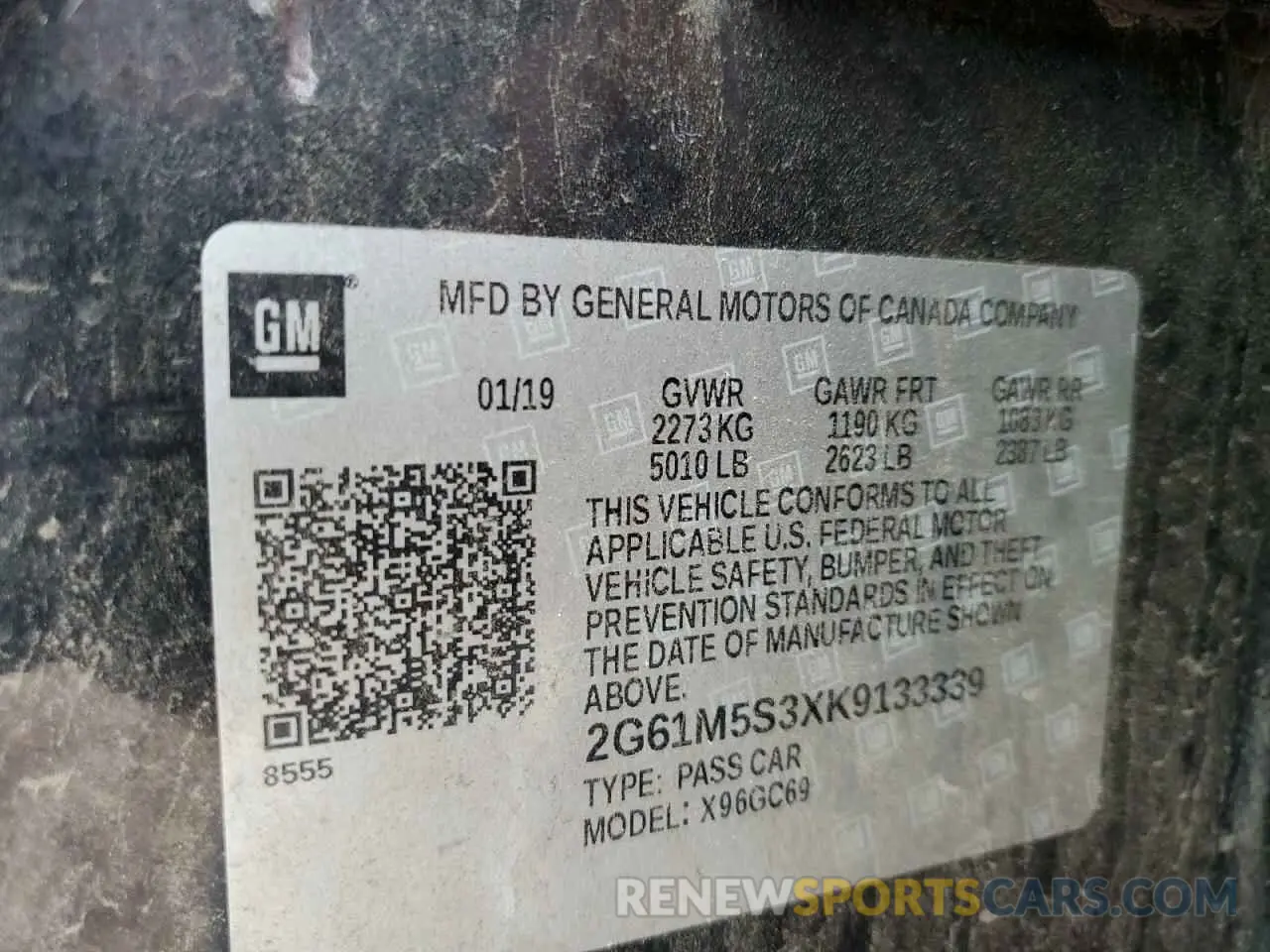 13 Photograph of a damaged car 2G61M5S3XK9133339 CADILLAC XTS 2019