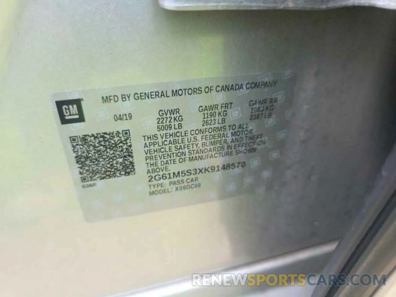 10 Photograph of a damaged car 2G61M5S3XK9148570 CADILLAC XTS 2019