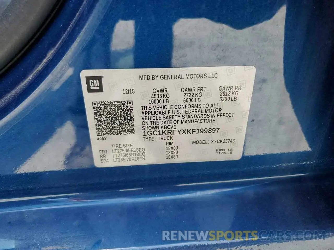12 Photograph of a damaged car 1GC1KREYXKF199897 CHEVROLET ALL Models 2019