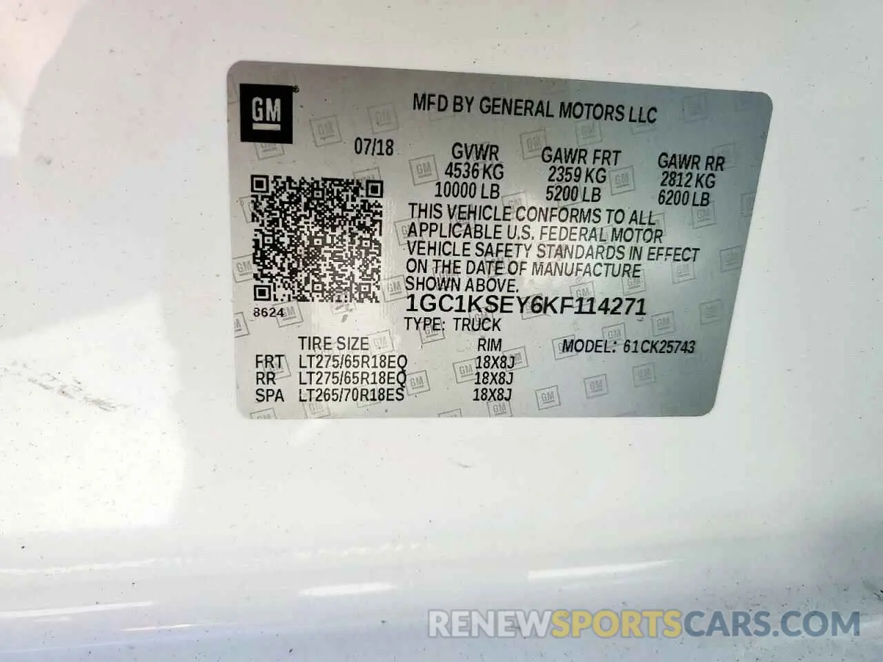 12 Фотография поврежденного автомобиля 1GC1KSEY6KF114271 CHEVROLET ALL Models 2019