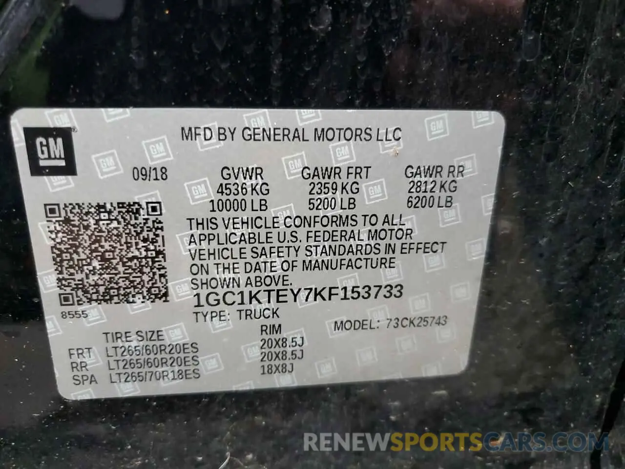 12 Photograph of a damaged car 1GC1KTEY7KF153733 CHEVROLET ALL Models 2019