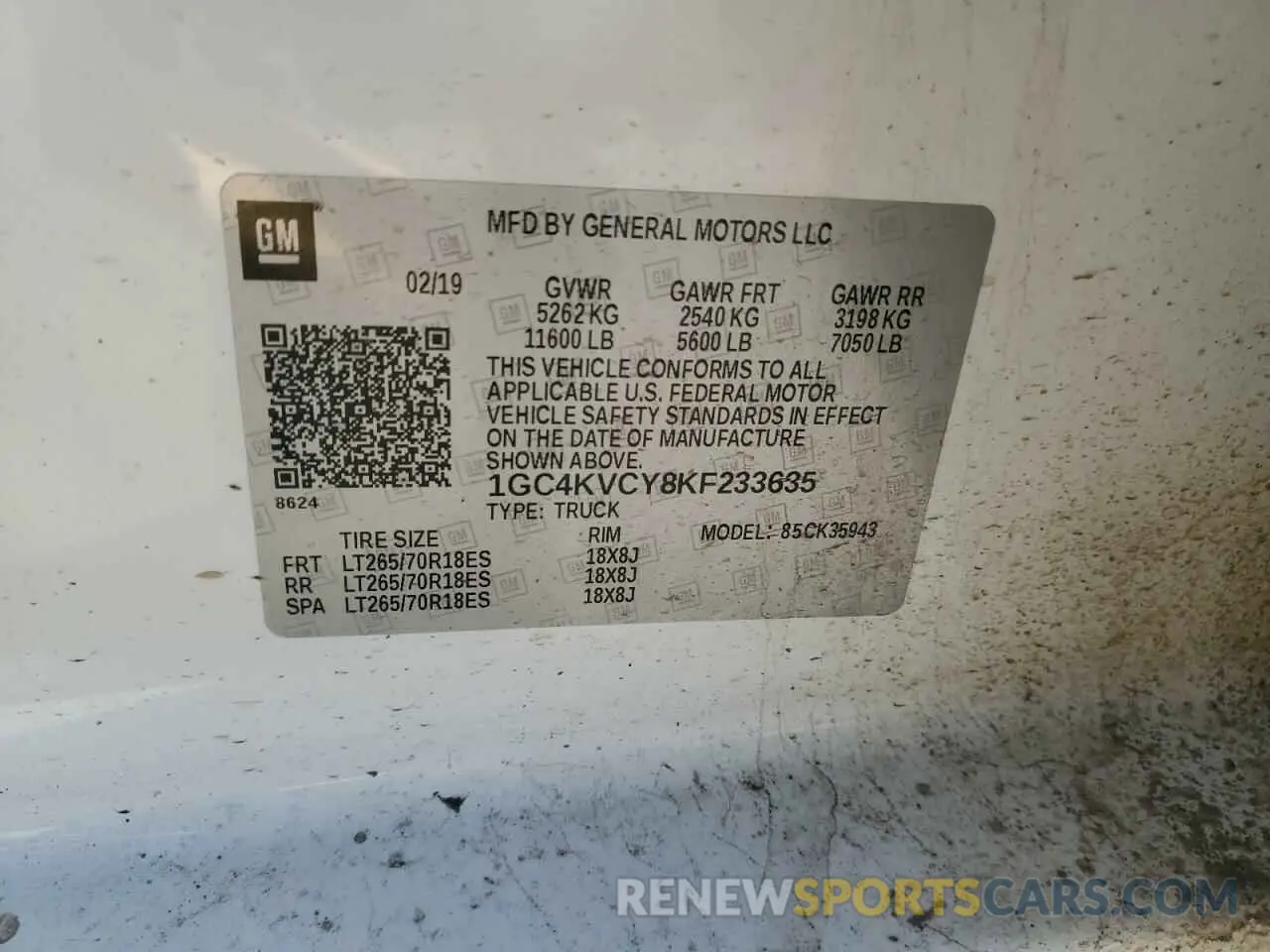 12 Фотография поврежденного автомобиля 1GC4KVCY8KF233635 CHEVROLET ALL Models 2019