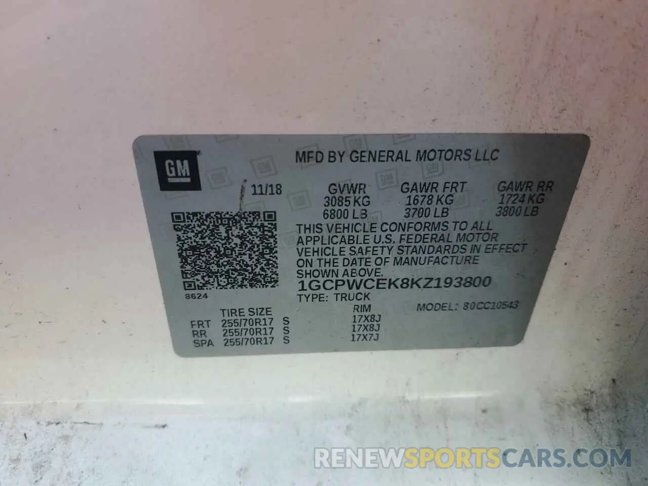 12 Фотография поврежденного автомобиля 1GCPWCEK8KZ193800 CHEVROLET ALL Models 2019