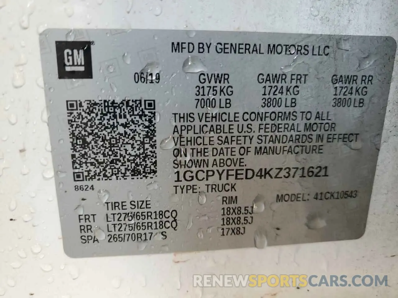 13 Photograph of a damaged car 1GCPYFED4KZ371621 CHEVROLET ALL Models 2019