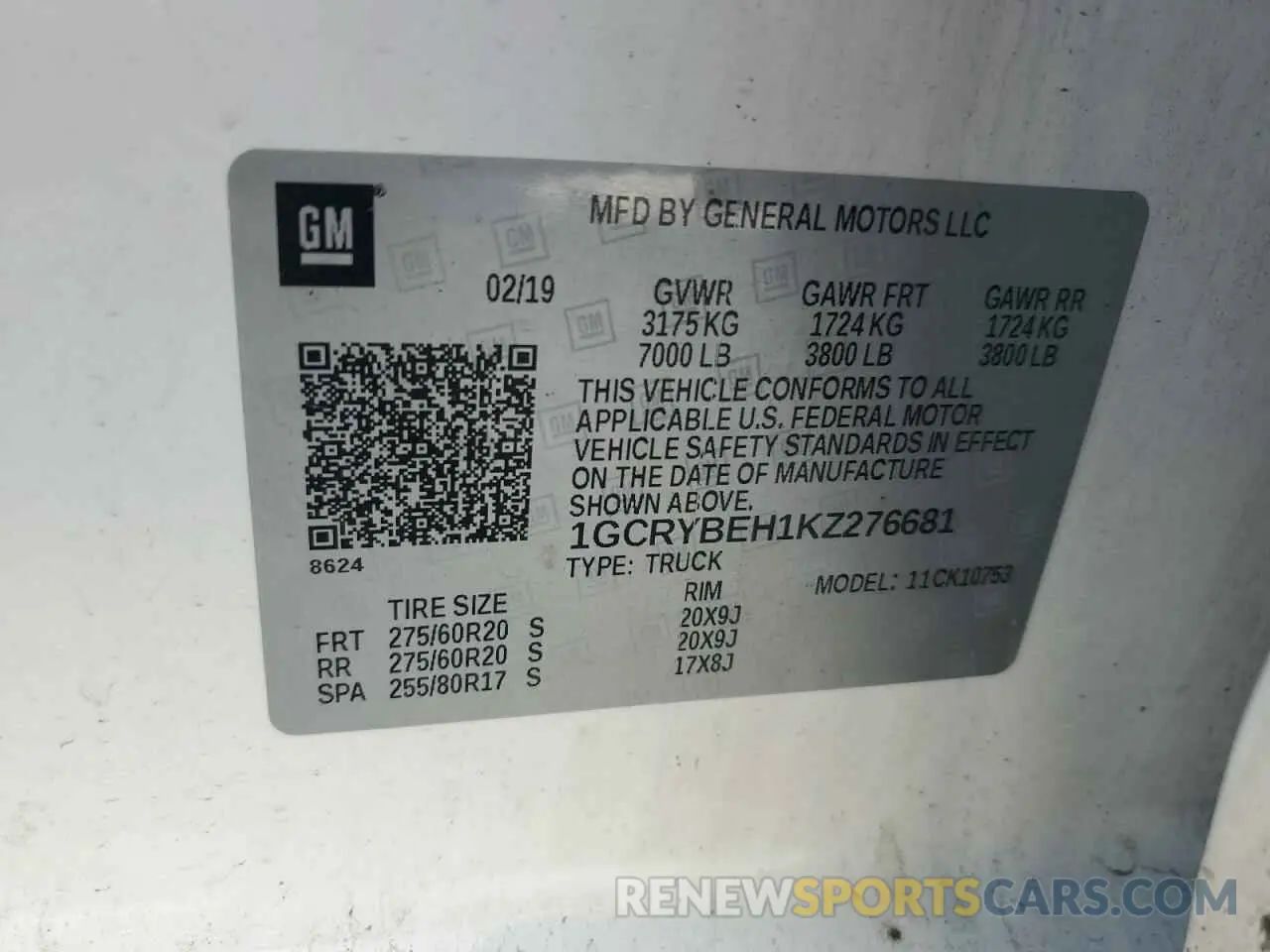 12 Фотография поврежденного автомобиля 1GCRYBEH1KZ276681 CHEVROLET ALL Models 2019