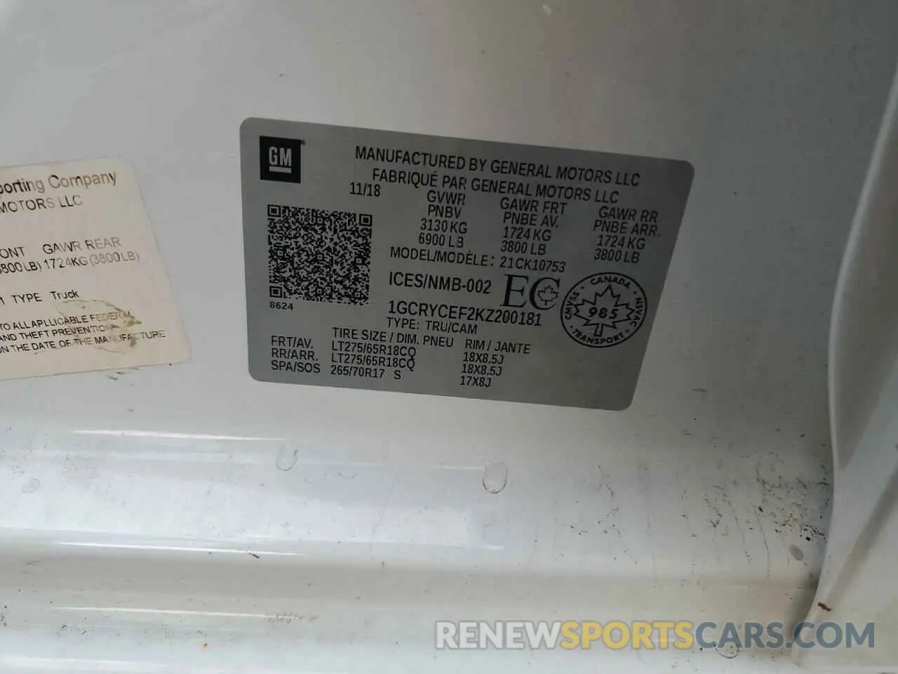 12 Photograph of a damaged car 1GCRYCEF2KZ200181 CHEVROLET ALL Models 2019