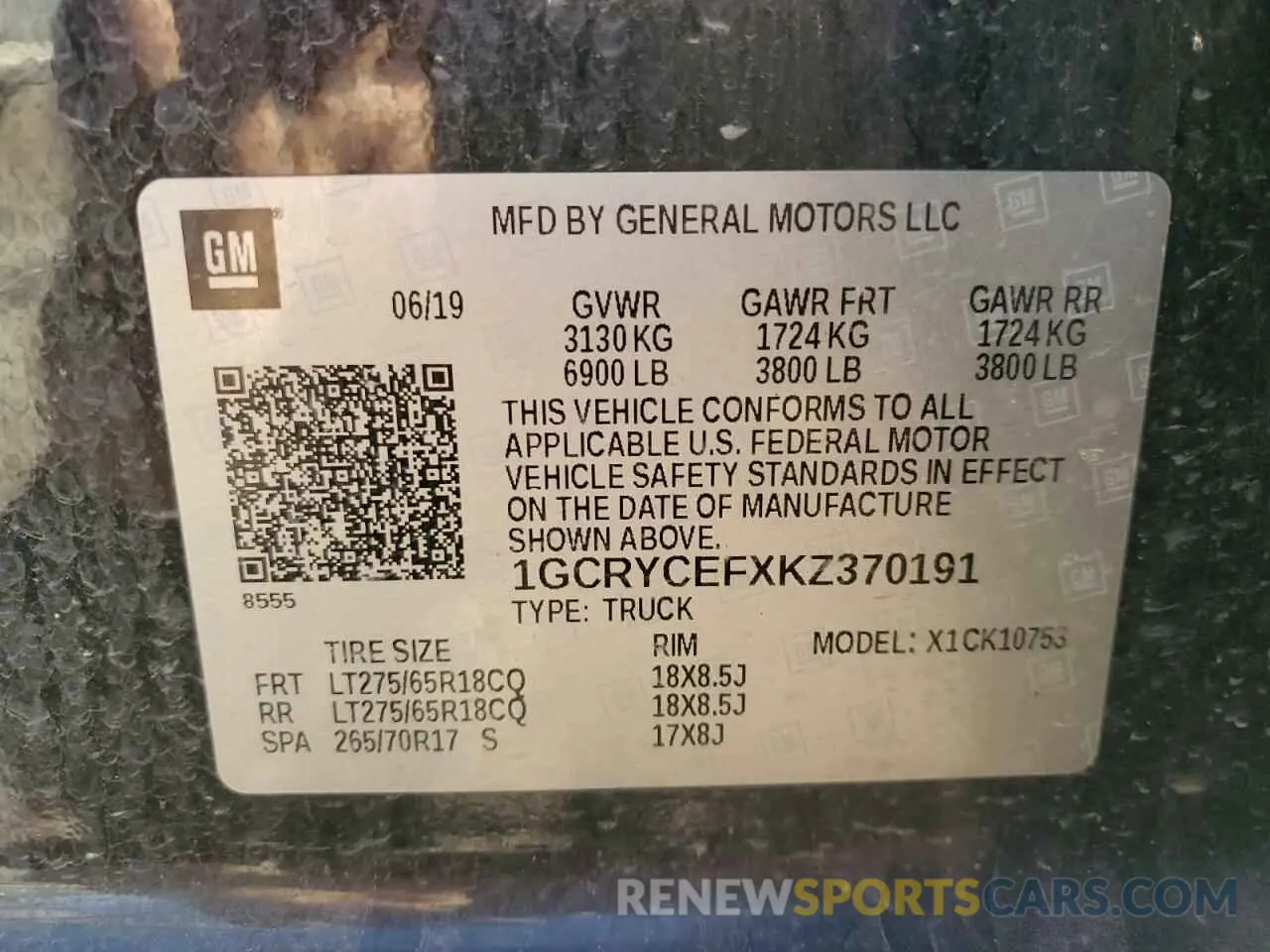 14 Photograph of a damaged car 1GCRYCEFXKZ370191 CHEVROLET ALL Models 2019
