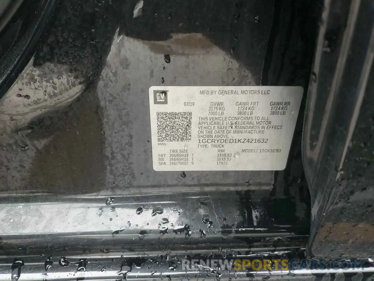 13 Photograph of a damaged car 1GCRYDED1KZ421632 CHEVROLET ALL Models 2019