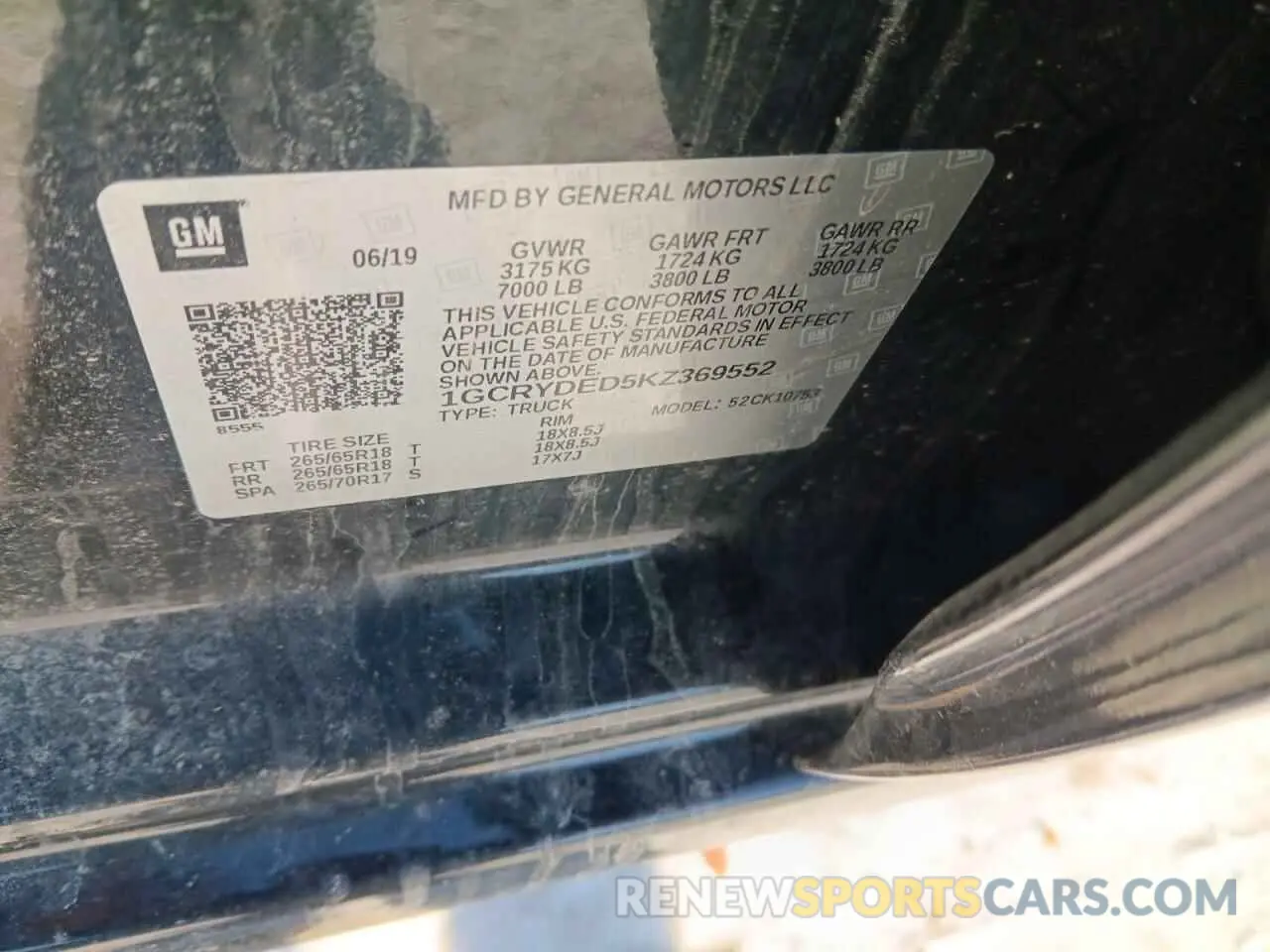 13 Photograph of a damaged car 1GCRYDED5KZ369552 CHEVROLET ALL Models 2019
