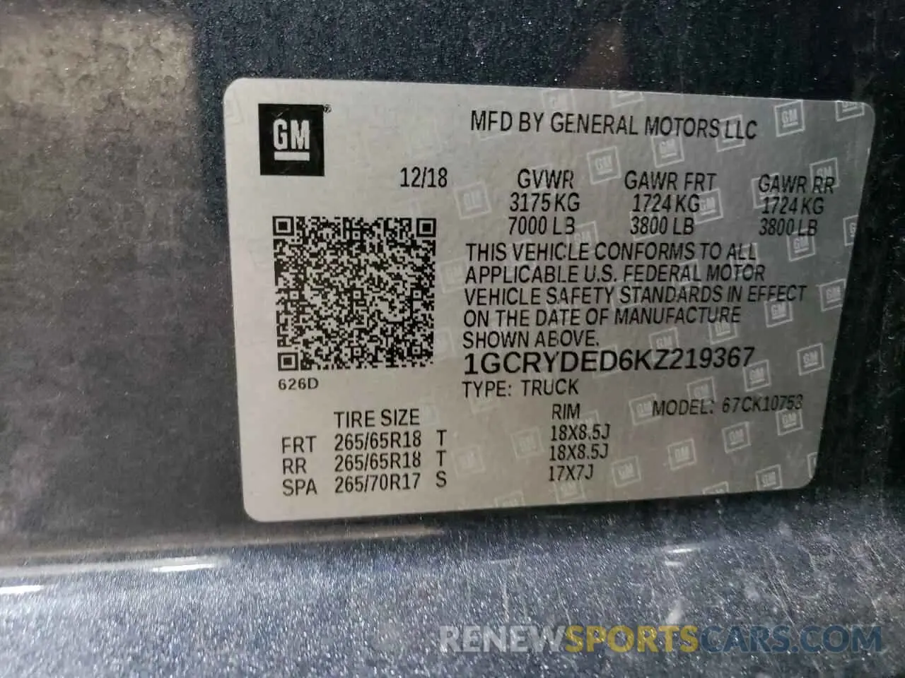 12 Фотография поврежденного автомобиля 1GCRYDED6KZ219367 CHEVROLET ALL Models 2019