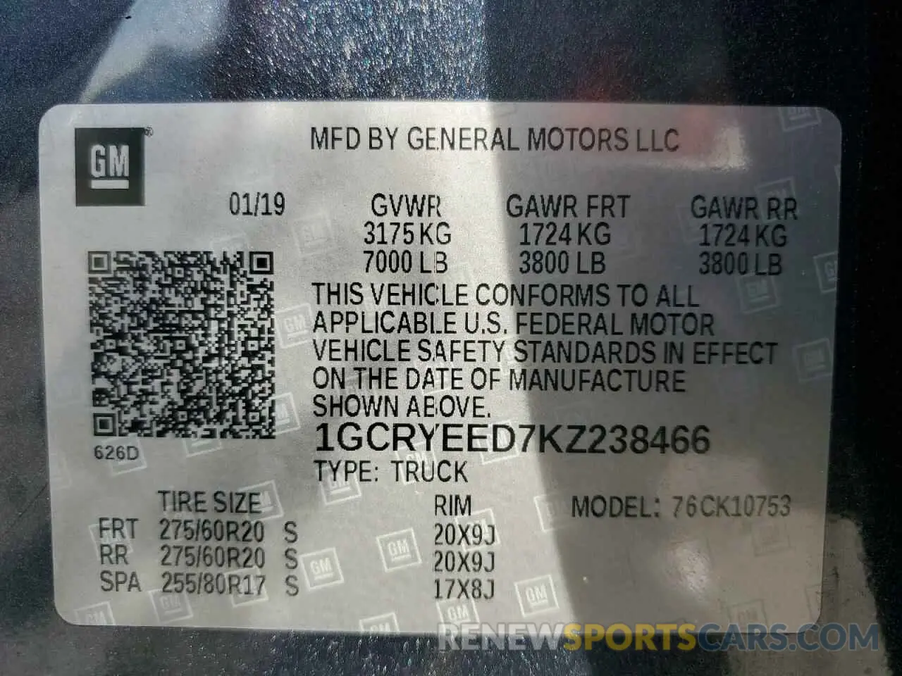 13 Photograph of a damaged car 1GCRYEED7KZ238466 CHEVROLET ALL Models 2019