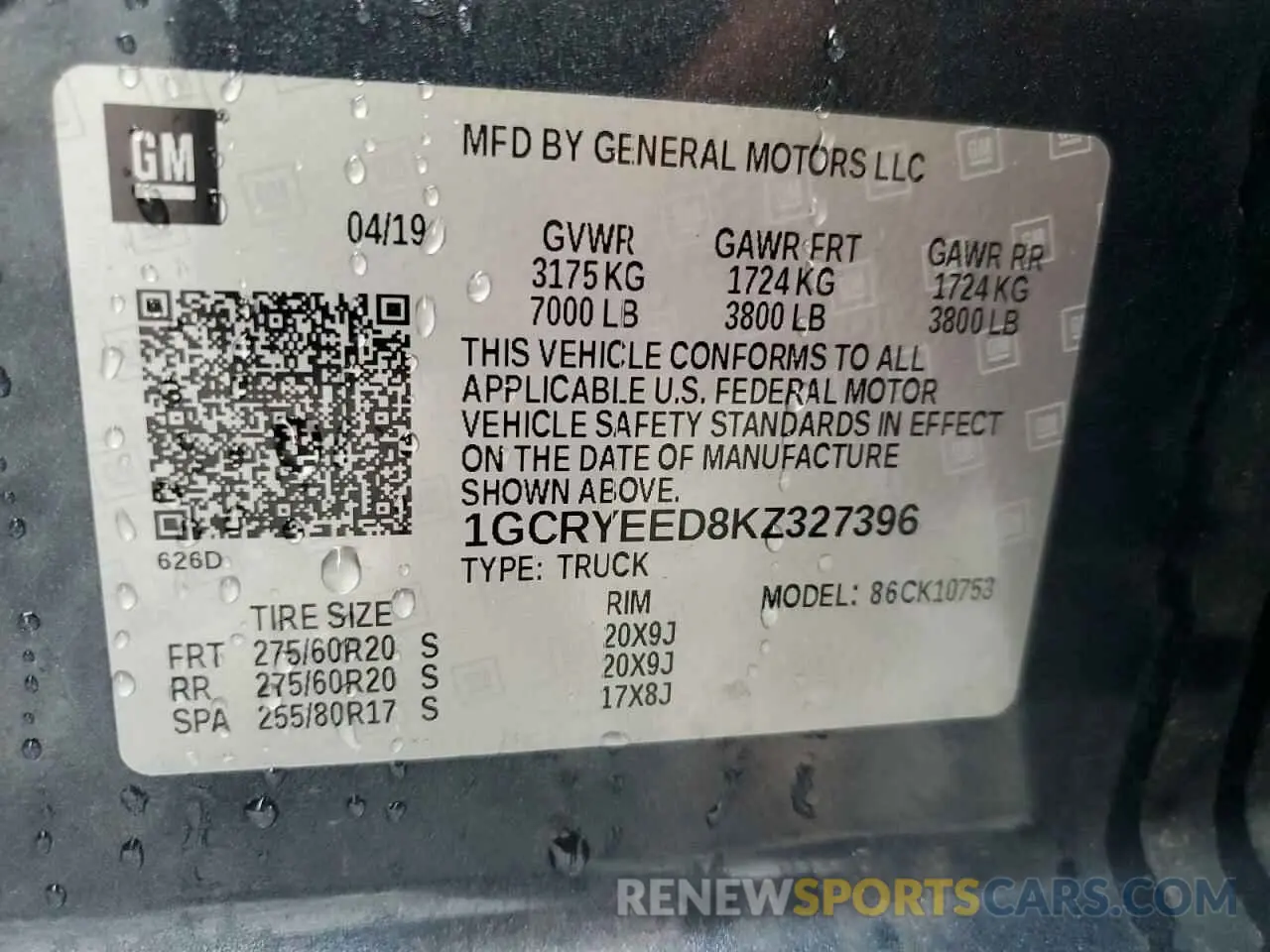 13 Photograph of a damaged car 1GCRYEED8KZ327396 CHEVROLET ALL Models 2019