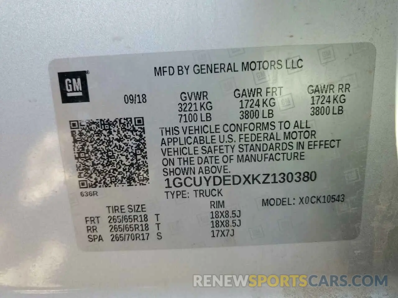 12 Фотография поврежденного автомобиля 1GCUYDEDXKZ130380 CHEVROLET ALL Models 2019