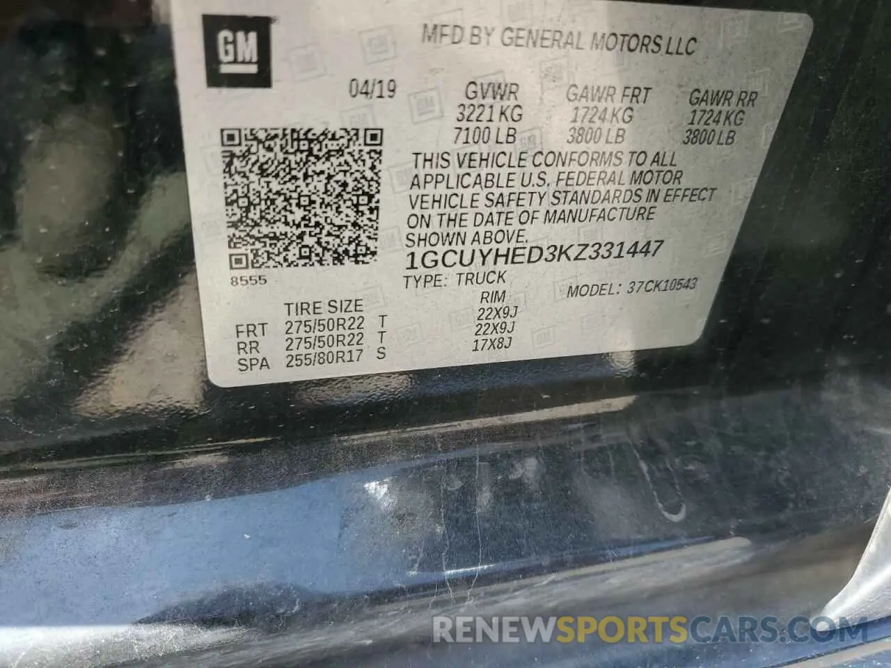 12 Photograph of a damaged car 1GCUYHED3KZ331447 CHEVROLET ALL Models 2019
