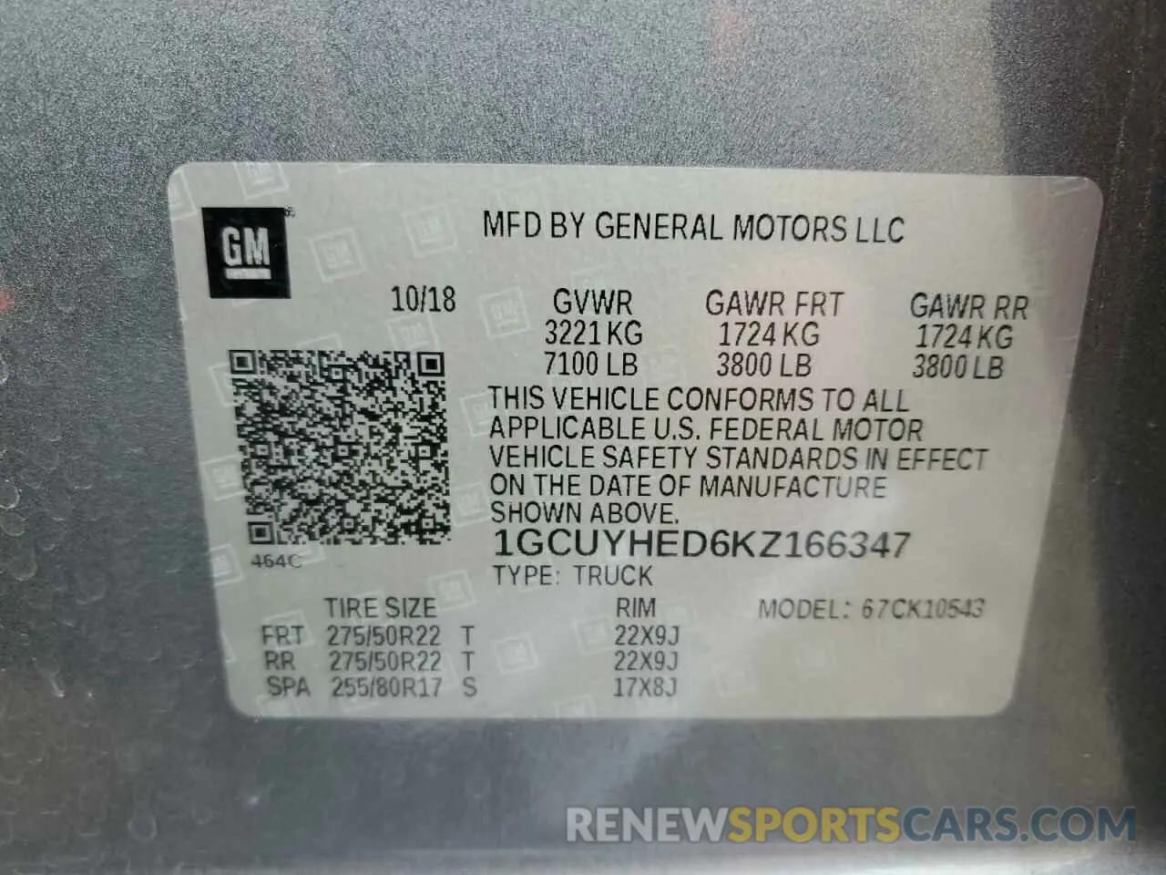 13 Фотография поврежденного автомобиля 1GCUYHED6KZ166347 CHEVROLET ALL Models 2019