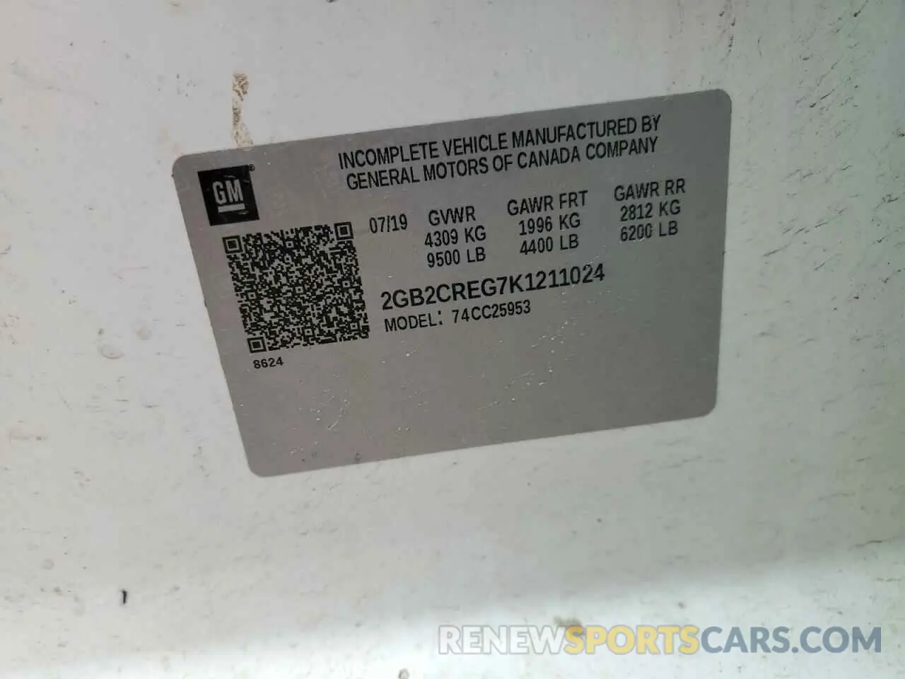 12 Photograph of a damaged car 2GB2CREG7K1211024 CHEVROLET ALL Models 2019