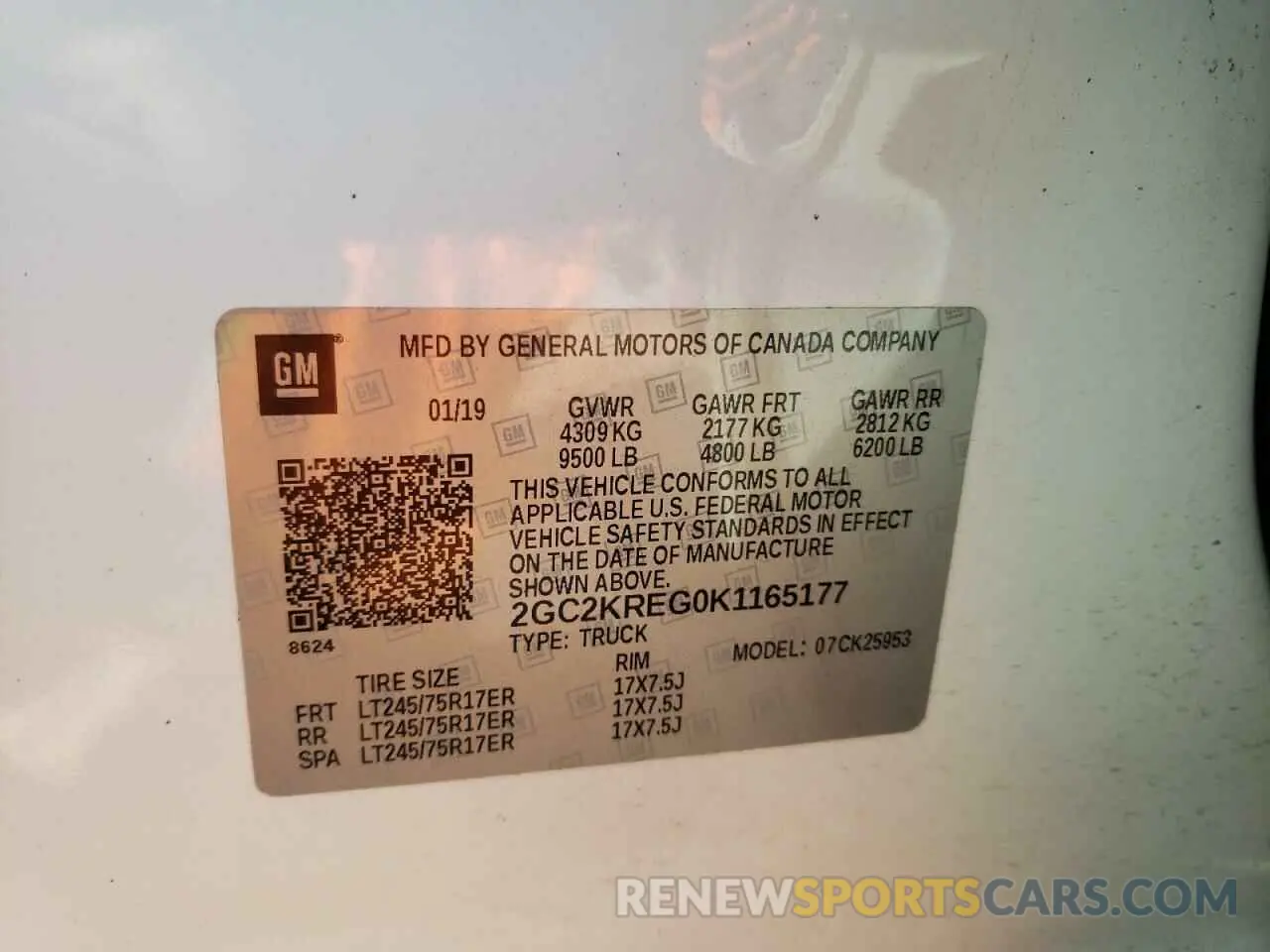 12 Фотография поврежденного автомобиля 2GC2KREG0K1165177 CHEVROLET ALL Models 2019