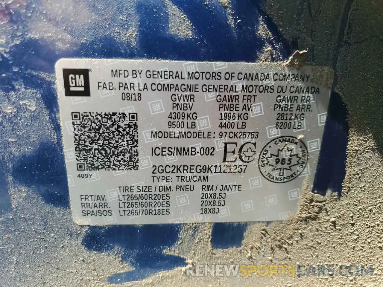 12 Photograph of a damaged car 2GC2KREG9K1121257 CHEVROLET ALL Models 2019