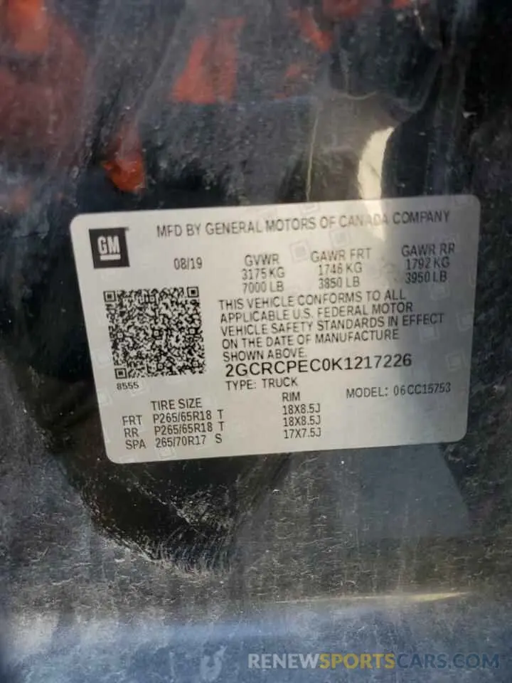 14 Photograph of a damaged car 2GCRCPEC0K1217226 CHEVROLET ALL Models 2019
