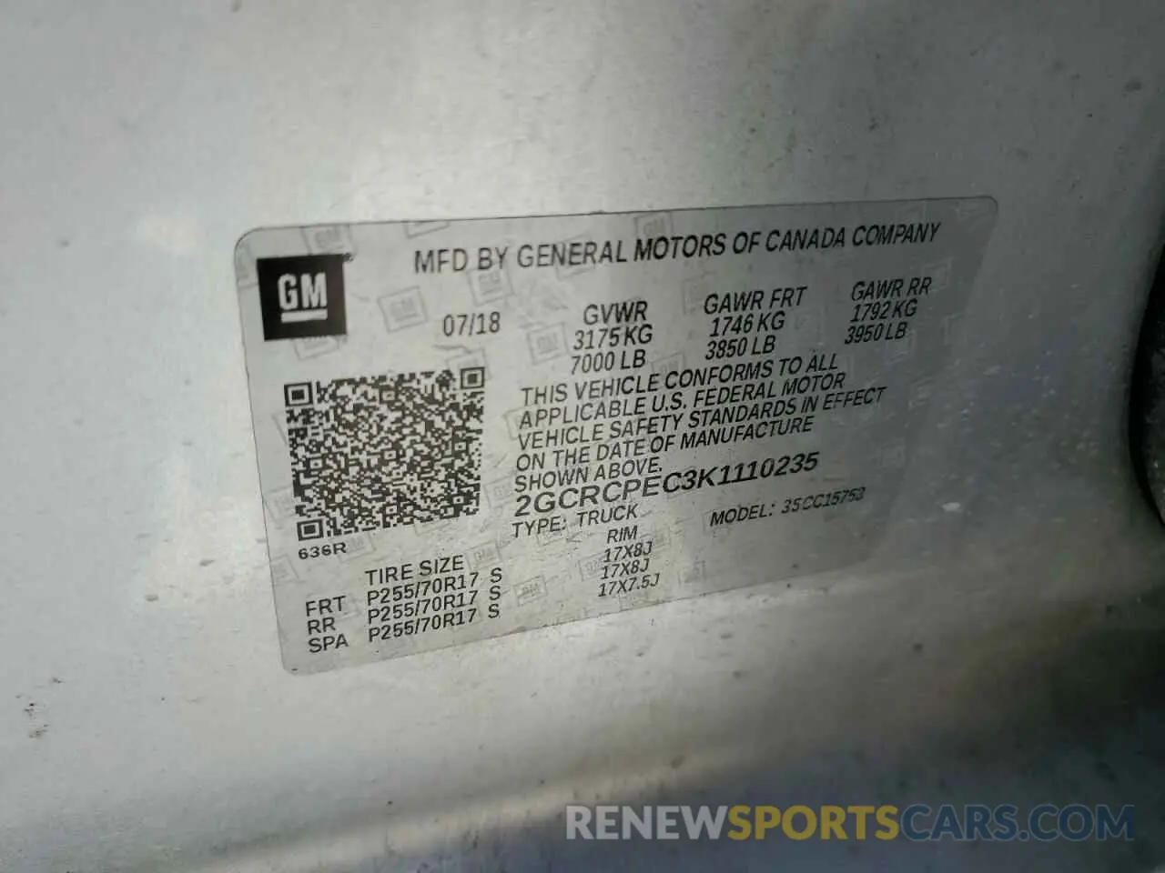 12 Фотография поврежденного автомобиля 2GCRCPEC3K1110235 CHEVROLET ALL Models 2019