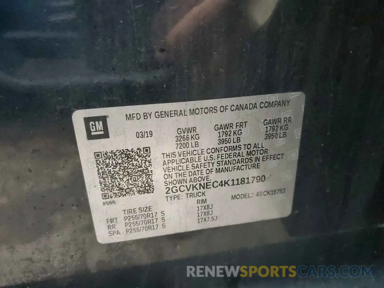 13 Photograph of a damaged car 2GCVKNEC4K1181790 CHEVROLET ALL Models 2019