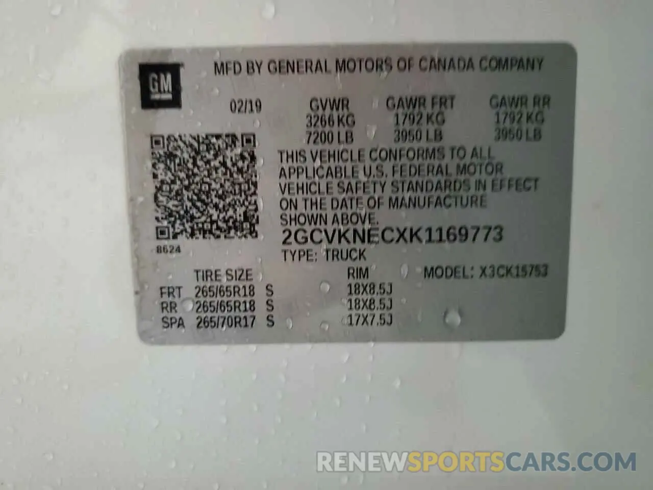 12 Photograph of a damaged car 2GCVKNECXK1169773 CHEVROLET ALL Models 2019
