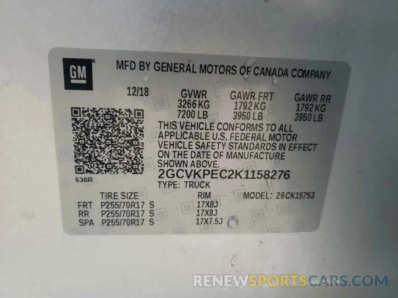 12 Photograph of a damaged car 2GCVKPEC2K1158276 CHEVROLET ALL Models 2019