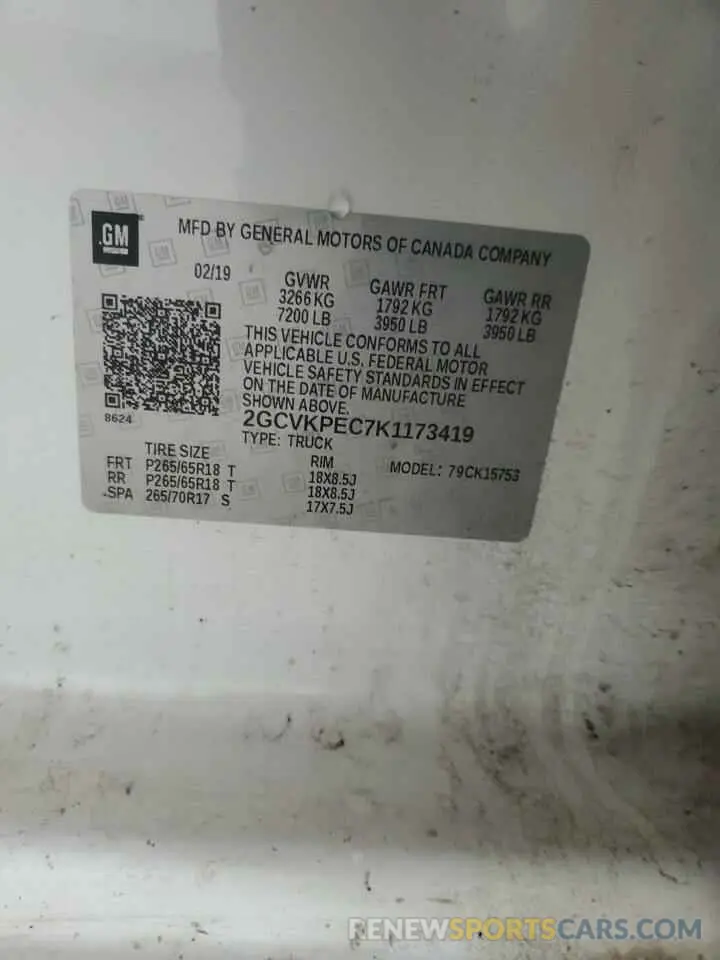12 Photograph of a damaged car 2GCVKPEC7K1173419 CHEVROLET ALL Models 2019