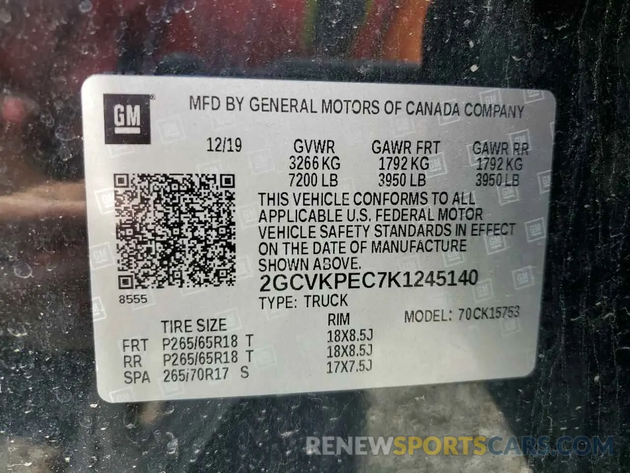 15 Фотография поврежденного автомобиля 2GCVKPEC7K1245140 CHEVROLET ALL Models 2019